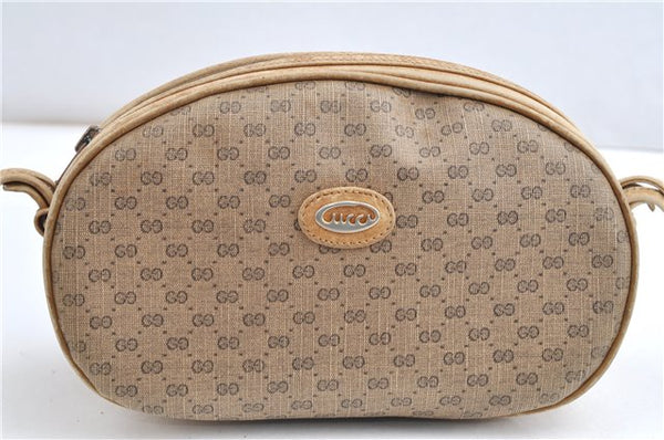 Authentic GUCCI Micro GG Shoulder Cross Body Bag GG PVC Leather Brown 1978G