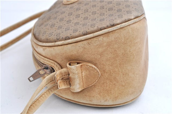 Authentic GUCCI Micro GG Shoulder Cross Body Bag GG PVC Leather Brown 1978G