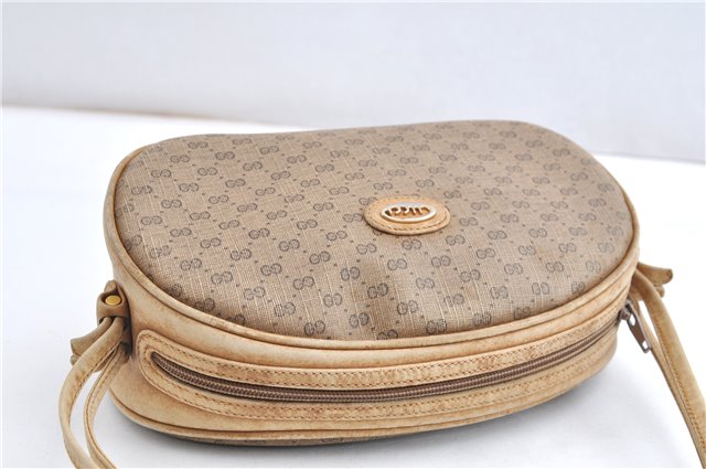 Authentic GUCCI Micro GG Shoulder Cross Body Bag GG PVC Leather Brown 1978G