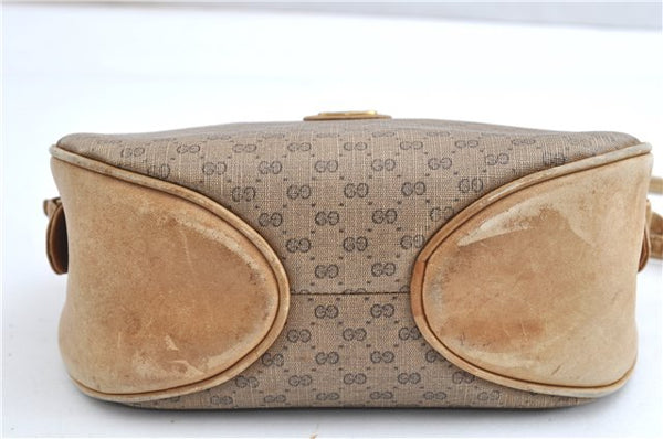 Authentic GUCCI Micro GG Shoulder Cross Body Bag GG PVC Leather Brown 1978G