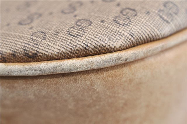 Authentic GUCCI Micro GG Shoulder Cross Body Bag GG PVC Leather Brown 1978G