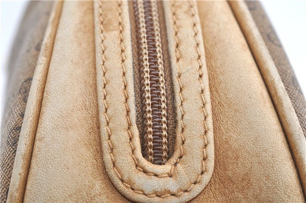 Authentic GUCCI Micro GG Shoulder Cross Body Bag GG PVC Leather Brown 1978G