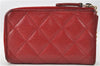 Authentic CHANEL Caviar Skin Matelasse Coin Purse Wallet CC Logo Red 1981G