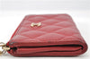 Authentic CHANEL Caviar Skin Matelasse Coin Purse Wallet CC Logo Red 1981G