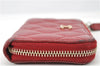 Authentic CHANEL Caviar Skin Matelasse Coin Purse Wallet CC Logo Red 1981G