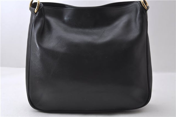 Authentic GUCCI Bamboo Shoulder Hand Bag Leather Black Junk 1984D