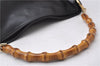 Authentic GUCCI Bamboo Shoulder Hand Bag Leather Black Junk 1984D