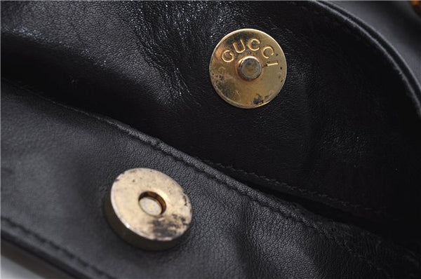 Authentic GUCCI Bamboo Shoulder Hand Bag Leather Black Junk 1984D