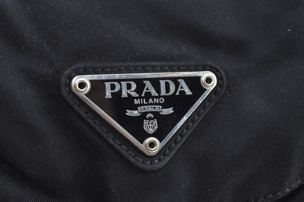 Authentic PRADA Vintage Nylon Tessuto Leather Backpack Purse Black 1987H