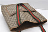 Authentic GUCCI Web Sherry Line Shoulder Tote Bag GG PVC Leather Brown 1990D