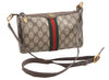 Authentic GUCCI Web Sherry Line Shoulder Cross Bag GG PVC Leather Brown 1991G
