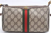 Authentic GUCCI Web Sherry Line Shoulder Cross Bag GG PVC Leather Brown 1991G