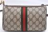 Authentic GUCCI Web Sherry Line Shoulder Cross Bag GG PVC Leather Brown 1991G