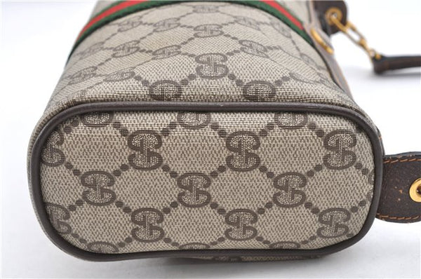 Authentic GUCCI Web Sherry Line Shoulder Cross Bag GG PVC Leather Brown 1991G