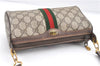 Authentic GUCCI Web Sherry Line Shoulder Cross Bag GG PVC Leather Brown 1991G