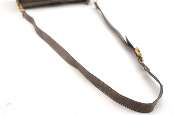 Authentic GUCCI Web Sherry Line Shoulder Cross Bag GG PVC Leather Brown 1991G