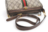 Authentic GUCCI Web Sherry Line Shoulder Cross Bag GG PVC Leather Brown 1991G