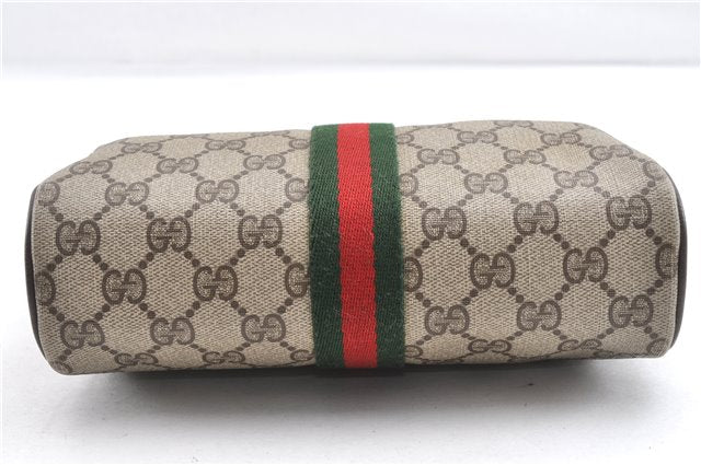 Authentic GUCCI Web Sherry Line Shoulder Cross Bag GG PVC Leather Brown 1991G