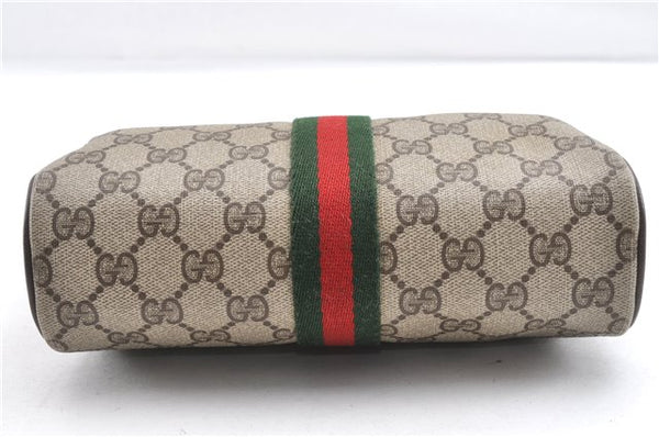 Authentic GUCCI Web Sherry Line Shoulder Cross Bag GG PVC Leather Brown 1991G