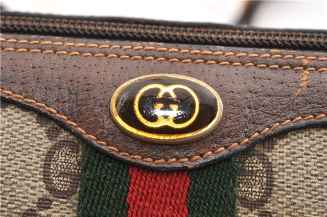 Authentic GUCCI Web Sherry Line Shoulder Cross Bag GG PVC Leather Brown 1991G