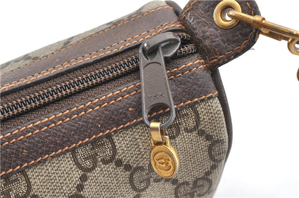 Authentic GUCCI Web Sherry Line Shoulder Cross Bag GG PVC Leather Brown 1991G