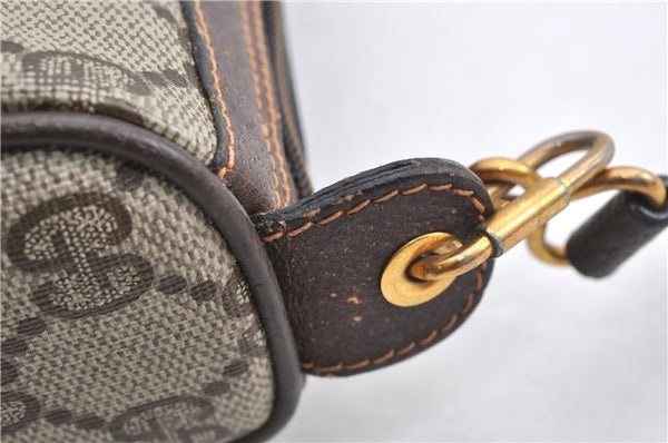 Authentic GUCCI Web Sherry Line Shoulder Cross Bag GG PVC Leather Brown 1991G