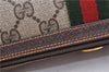 Authentic GUCCI Web Sherry Line Shoulder Cross Bag GG PVC Leather Brown 1991G