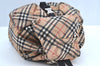 Authentic BURBERRY BLUE LABEL Check Backpack Purse Nylon Leather Beige 1992H