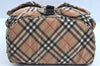 Authentic BURBERRY BLUE LABEL Check Backpack Purse Nylon Leather Beige 1992H