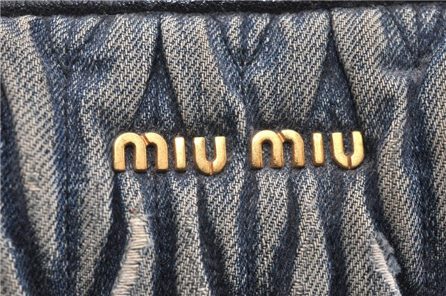 Authentic MIU MIU Matelasse Denim Leather 2Way Shoulder Hand Bag Blue 1995G