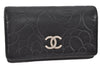 Authentic CHANEL Camellia Vintage Calf Skin CC Logo Key Case Black 1997G