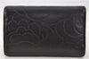 Authentic CHANEL Camellia Vintage Calf Skin CC Logo Key Case Black 1997G
