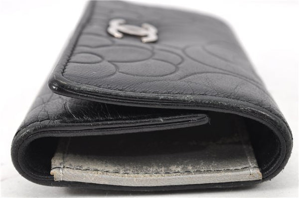 Authentic CHANEL Camellia Vintage Calf Skin CC Logo Key Case Black 1997G