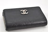 Authentic CHANEL Camellia Vintage Calf Skin CC Logo Key Case Black 1997G