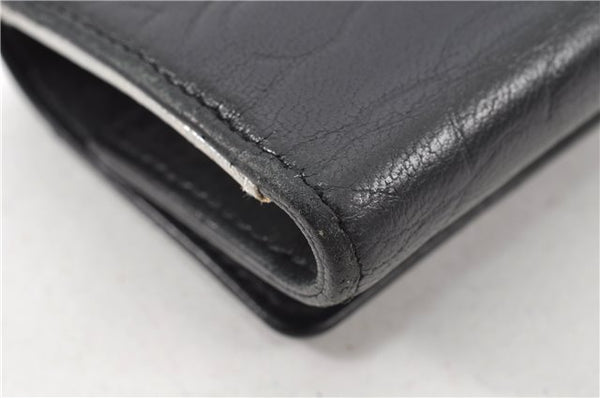 Authentic CHANEL Camellia Vintage Calf Skin CC Logo Key Case Black 1997G