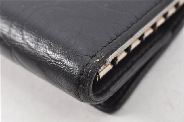 Authentic CHANEL Camellia Vintage Calf Skin CC Logo Key Case Black 1997G