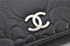 Authentic CHANEL Camellia Vintage Calf Skin CC Logo Key Case Black 1997G