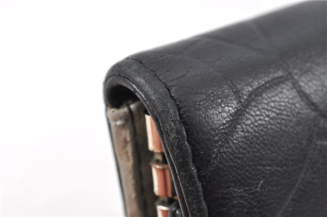 Authentic CHANEL Camellia Vintage Calf Skin CC Logo Key Case Black 1997G