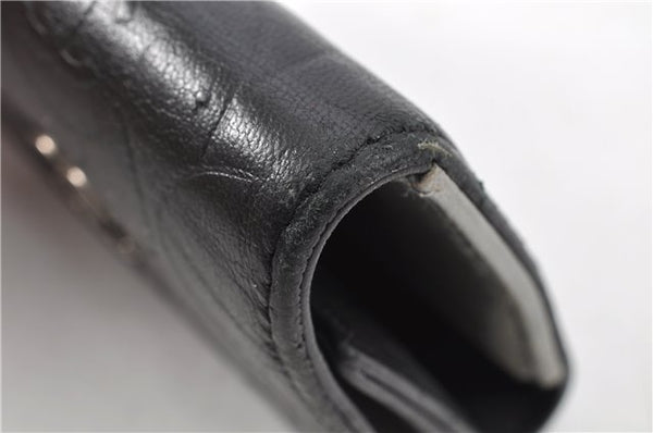 Authentic CHANEL Camellia Vintage Calf Skin CC Logo Key Case Black 1997G