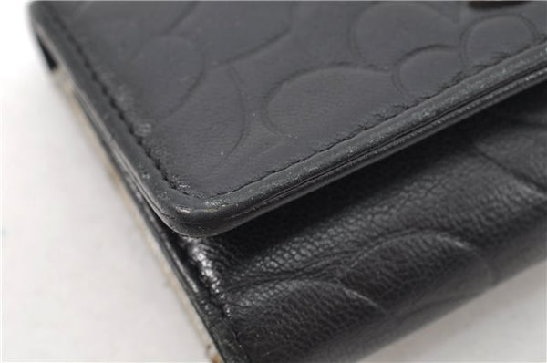 Authentic CHANEL Camellia Vintage Calf Skin CC Logo Key Case Black 1997G