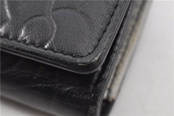 Authentic CHANEL Camellia Vintage Calf Skin CC Logo Key Case Black 1997G