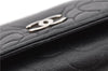 Authentic CHANEL Camellia Vintage Calf Skin CC Logo Key Case Black 1997G