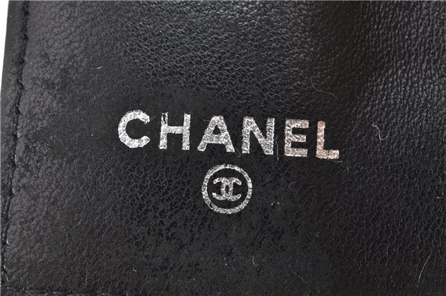 Authentic CHANEL Camellia Vintage Calf Skin CC Logo Key Case Black 1997G
