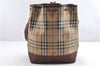 Authentic BURBERRY Nova Check PVC Leather Shoulder Drawstring Bag Beige 1998G