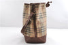 Authentic BURBERRY Nova Check PVC Leather Shoulder Drawstring Bag Beige 1998G