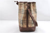 Authentic BURBERRY Nova Check PVC Leather Shoulder Drawstring Bag Beige 1998G