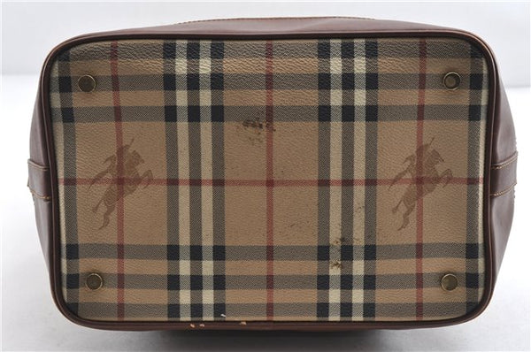 Authentic BURBERRY Nova Check PVC Leather Shoulder Drawstring Bag Beige 1998G