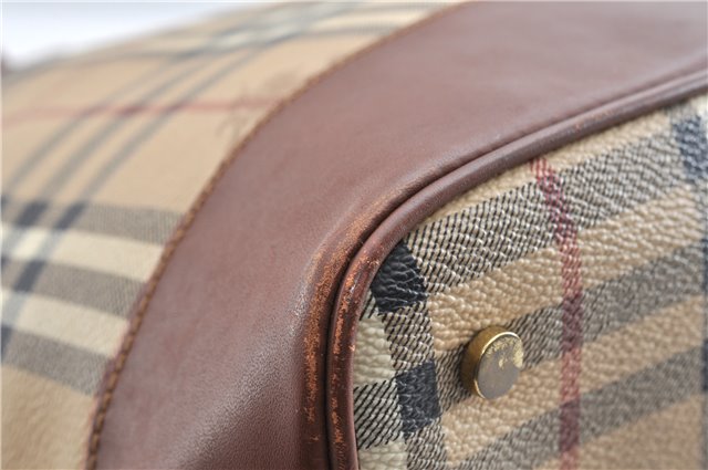 Authentic BURBERRY Nova Check PVC Leather Shoulder Drawstring Bag Beige 1998G