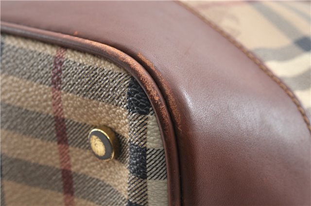 Authentic BURBERRY Nova Check PVC Leather Shoulder Drawstring Bag Beige 1998G