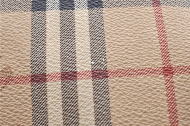 Authentic BURBERRY Nova Check PVC Leather Shoulder Drawstring Bag Beige 1998G